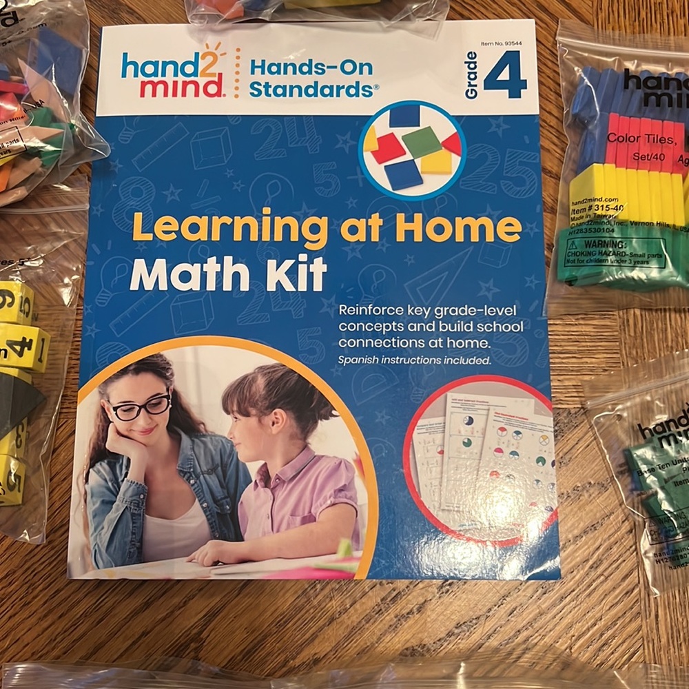 Hand2Mind Grade 4 Learning at Home Math Kit Set w/Versa Tiles and foam tiles